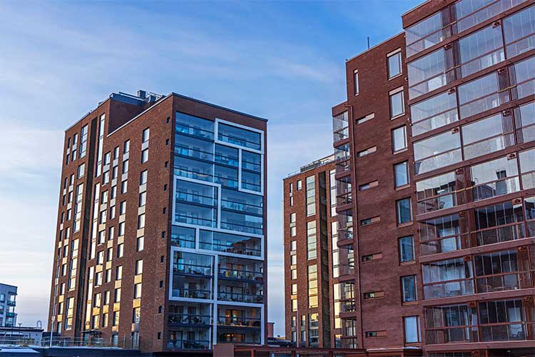 Moderna lägenhetsbyggnader